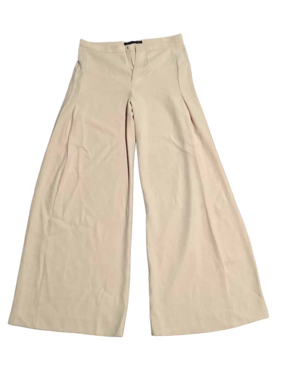Zara High-Waist Wide Leg Cream Trousers